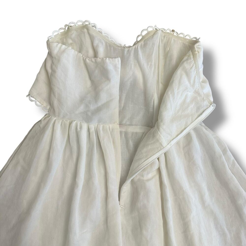 DO+BE White Strapless Sweetheart Mini‎ Dress Medium NWT Tie Front Scallop Trim - Picture 6 of 11